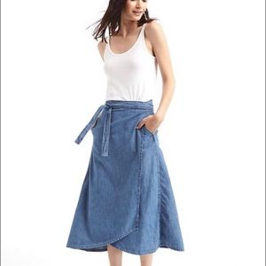 Gap Chambray Denim Mini Wrap Skirt